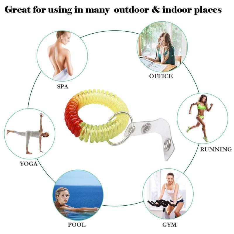 BIHRTC Pack of 6 pcs Colorful Rainbow Gradual Change Colors Flexible Spiral Coil Wristband for Work and Play Premium Elastic Bungee Badge Holder and Key Chain Ring by Specialist ID - Image 5